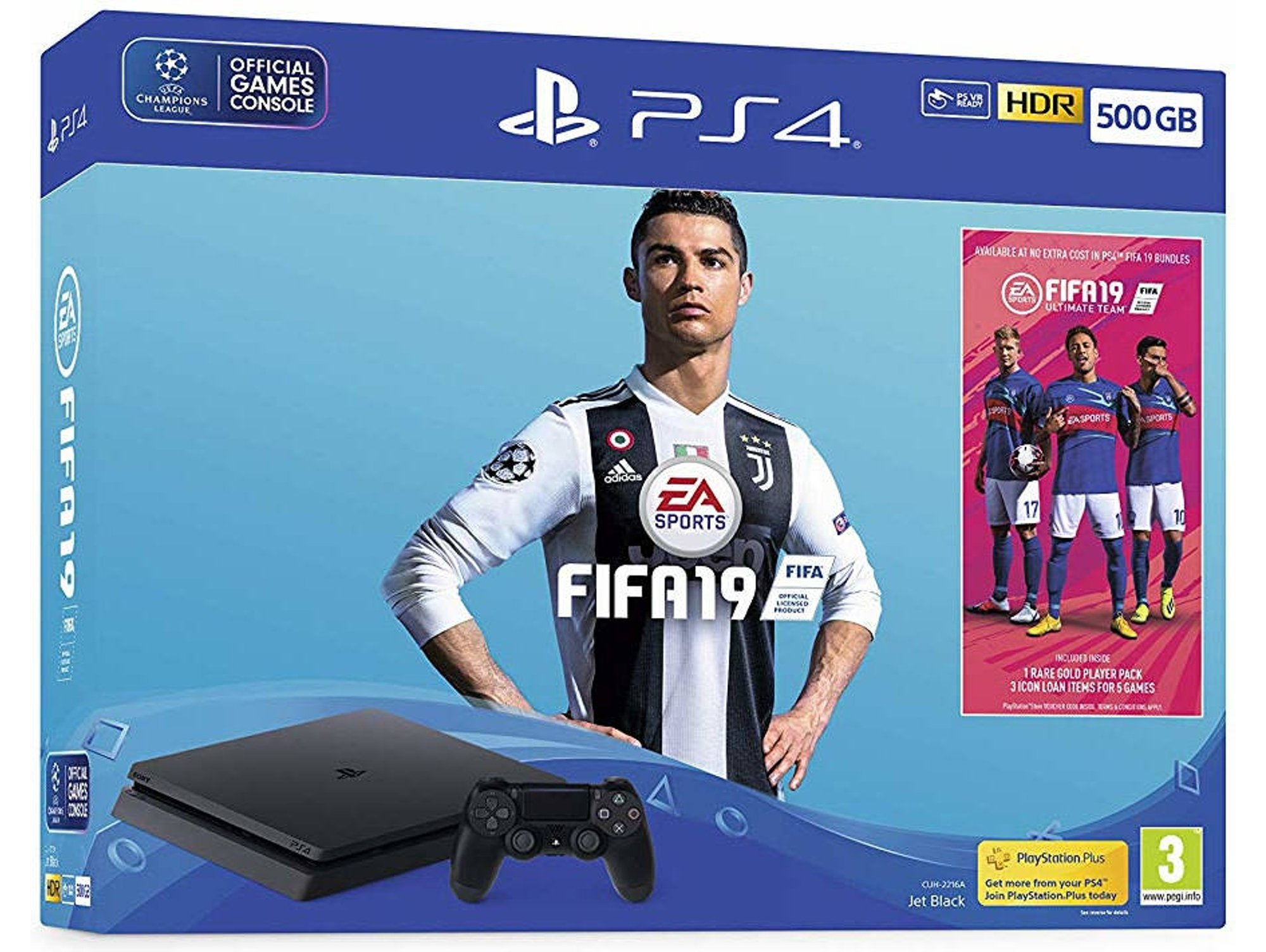 Conjunto Consola PS4 Slim 500 GB Wi-Fi Negro + Juego PS4 FIFA 19